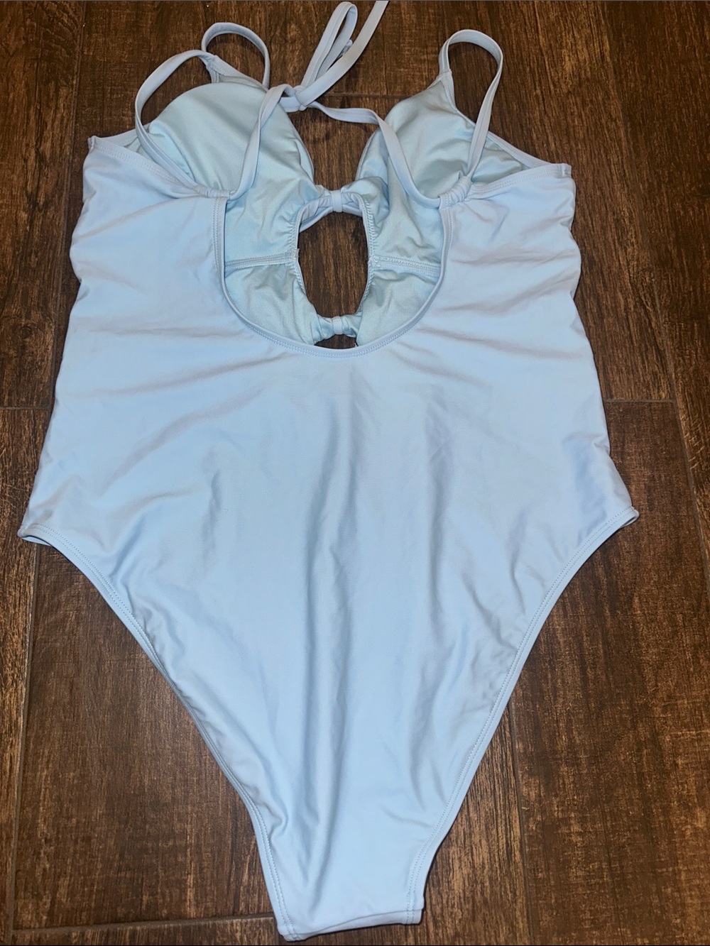 Light Blue Cutout One-Piece Swimsuit Tie Front XL - Picture 3 of 3